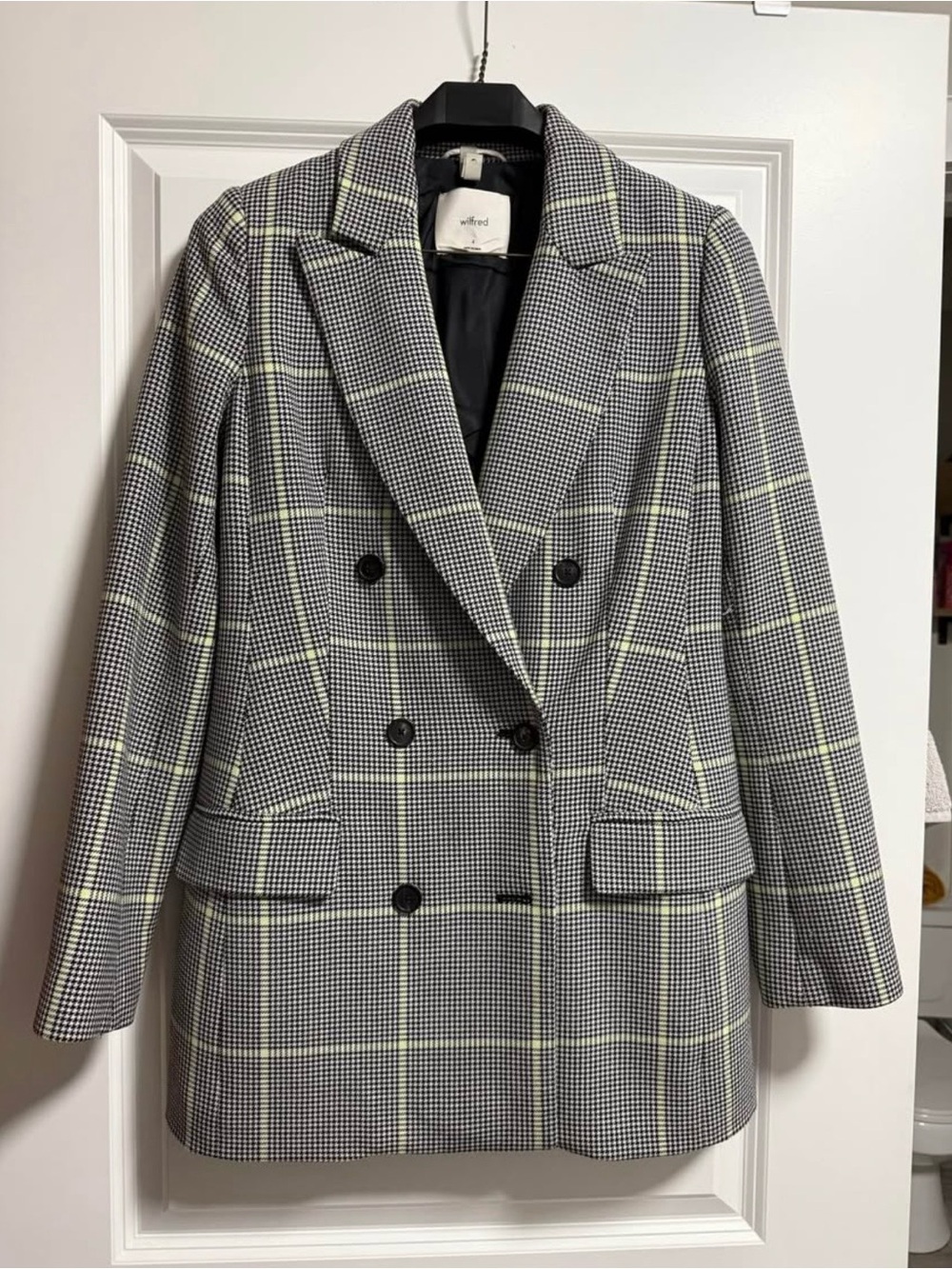 Aritzia Wilfred - MARGAUX BLAZER - Double-Breasted black/ green Plaid